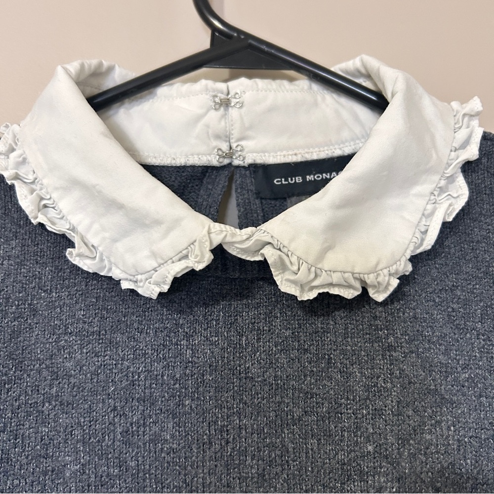 Club Monaco Ruffle Collar Sweater Gray - Picture 3 of 8